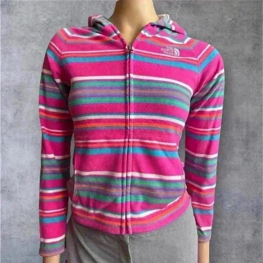 The North Face girl’s Striped Fleece Jacket size 10/12